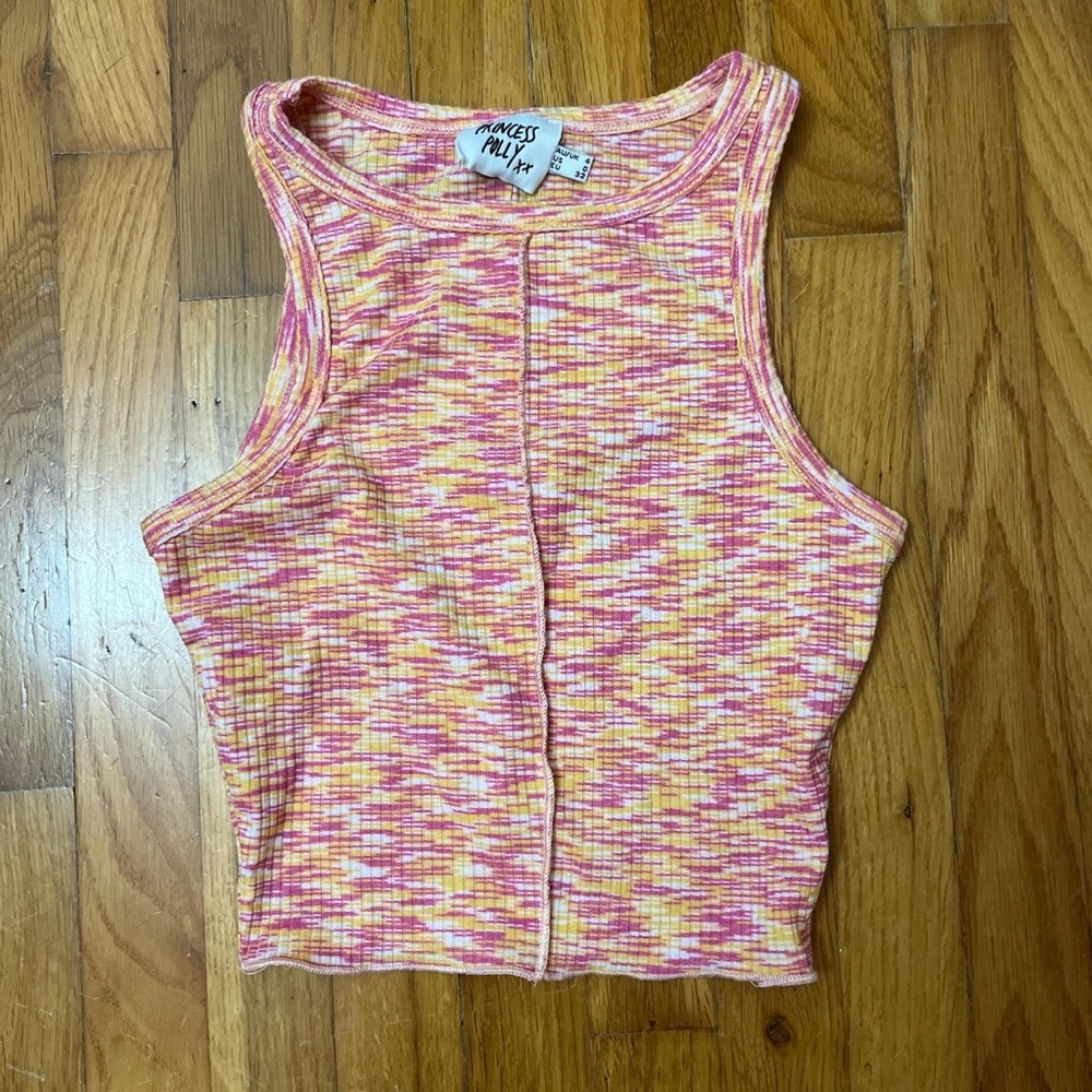 Pink and Yellow Women's Tank Top